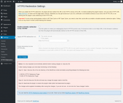 Page screenshot: Settings &rarr; HTTPS Redirection