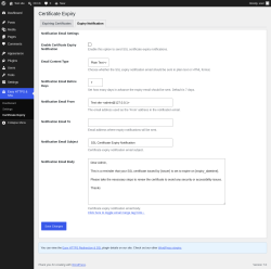 Page screenshot: Easy HTTPS & SSL &rarr; Certificate Expiry &rarr; Expiry Notification