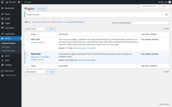 Page screenshot: Plugins ‹ Test site — WordPress