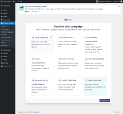 Page screenshot: Add New Campaign ‹ Test site — WordPress