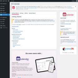 Page screenshot: ICS Calendar ‹ Test site — WordPress