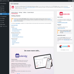 Page screenshot: ICS Calendar &lsaquo; Test site &mdash; WordPress