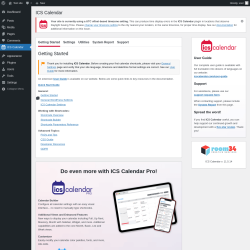 Page screenshot: ICS Calendar &lsaquo; Test site &mdash; WordPress