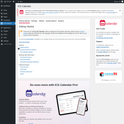 Page screenshot: ICS Calendar &lsaquo; Test site &mdash; WordPress
