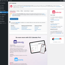Page screenshot: ICS Calendar &lsaquo; Test site &mdash; WordPress
