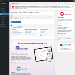 Page screenshot: ICS Calendar &lsaquo; Test site &mdash; WordPress