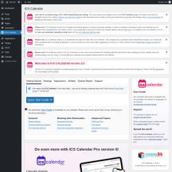 Page screenshot: ICS Calendar &lsaquo; Test site &mdash; WordPress