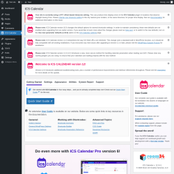 Page screenshot: ICS Calendar &lsaquo; Test site &mdash; WordPress