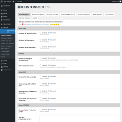 Page screenshot: ICUSTOMIZER → General Options
