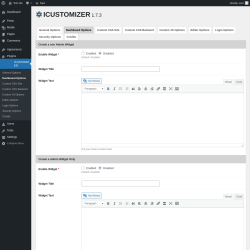 Page screenshot: ICUSTOMIZER → Dashboard Options
