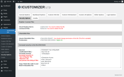Page screenshot: ICUSTOMIZER → Security Options