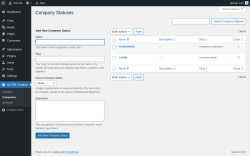 Page screenshot: id:CRM Contacts → Companies Statuses