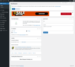 Page screenshot: Dashboard ‹ Test site — WordPress