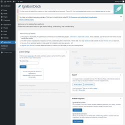 Page screenshot: IgnitionDeck Dashboard &lsaquo; Test site &mdash; WordPress