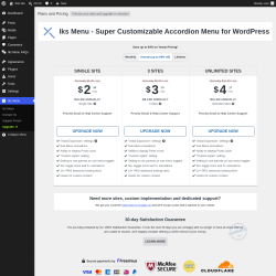 Page screenshot: Iks Menu &rarr; Upgrade&nbsp;&nbsp;➤