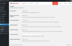 Page screenshot: Image Hover → Settings