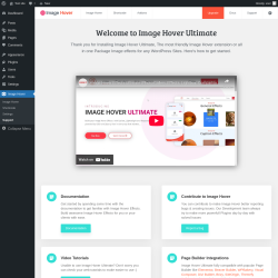 Page screenshot: Image Hover → Support