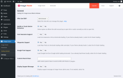 Page screenshot: Image Hover → Settings