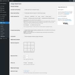 Page screenshot: Settings → Watermark