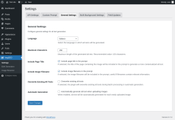 Page screenshot: ImgSEO → General Settings