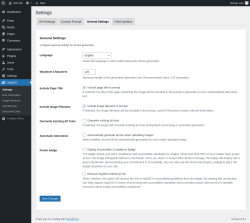 Page screenshot: ImgSEO → General Settings