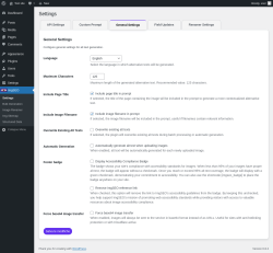 Page screenshot: ImgSEO → General Settings