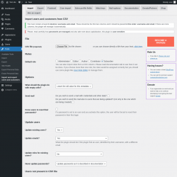 Page screenshot: Tools → Import and export users and customers