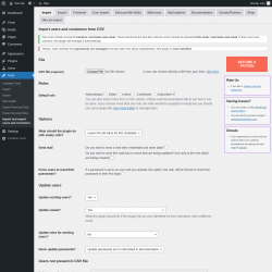 Page screenshot: Tools → Import and export users and customers