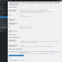 Page screenshot: Tools → Import and export users and customers → Recurring import