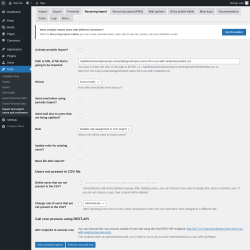 Page screenshot: Tools &rarr; Import and export users and customers &rarr; Recurring import