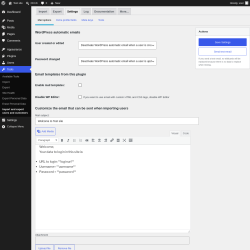 Page screenshot: Tools &rarr; Import and export users and customers &rarr; Settings