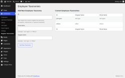 Page screenshot: Employees &rarr; Register Taxonomies