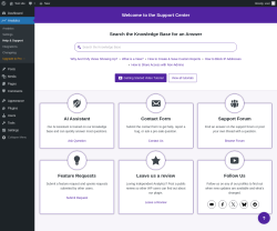 Page screenshot: Analytics &rarr; Help & Support