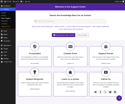 Page screenshot: Analytics &rarr; Help & Support