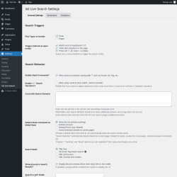 Page screenshot: Settings → Init Live Search