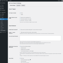 Page screenshot: Settings → Init Live Search