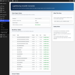 Page screenshot: Tools &rarr; InnoDB Converter