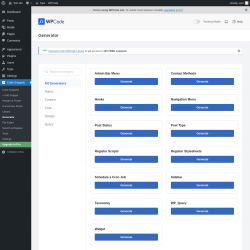 Page screenshot: Code Snippets &rarr; Generator