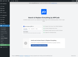 Page screenshot: Code Snippets → Search & Replace