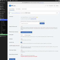 Page screenshot: Code Snippets &rarr; Settings