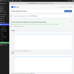 Page screenshot: Code Snippets &rarr; Header & Footer