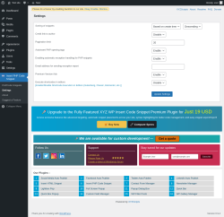 Page screenshot: Insert PHP Code Snippet &rarr; Settings