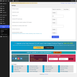 Page screenshot: Insert PHP Code Snippet &rarr; Settings