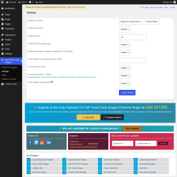 Page screenshot: Insert PHP Code Snippet &rarr; Settings