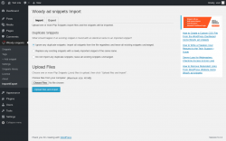 Page screenshot: Woody snippets &rarr; Import/Export