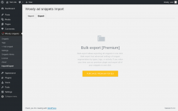 Page screenshot: Woody snippets &rarr; Import/Export &rarr; 
									Export                                