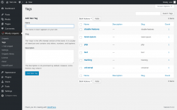 Page screenshot: Woody snippets &rarr; Tags