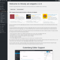 Page screenshot: Woody snippets &rarr; About &rarr; What&rsquo;s New