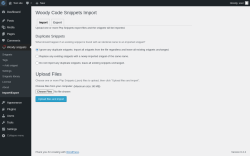 Page screenshot: Woody snippets &rarr; Import/Export