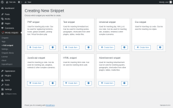 Page screenshot: Woody snippets &rarr; + Add snippet